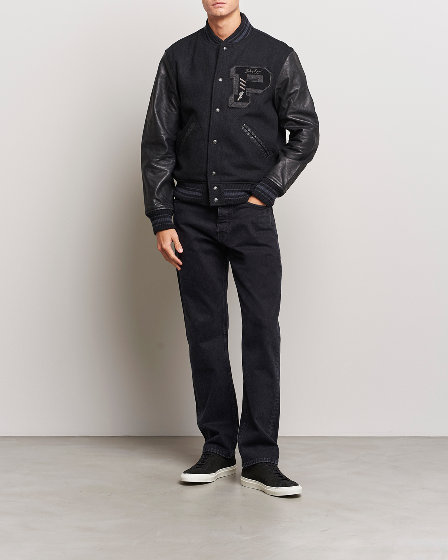Men | Coats & Jackets | Polo Ralph Lauren | Varsity Lined Bomber Jacket Polo Black