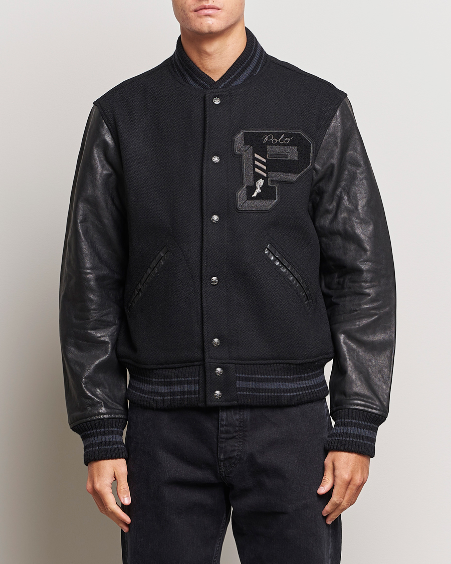 Men | Coats & Jackets | Polo Ralph Lauren | Varsity Lined Bomber Jacket Polo Black