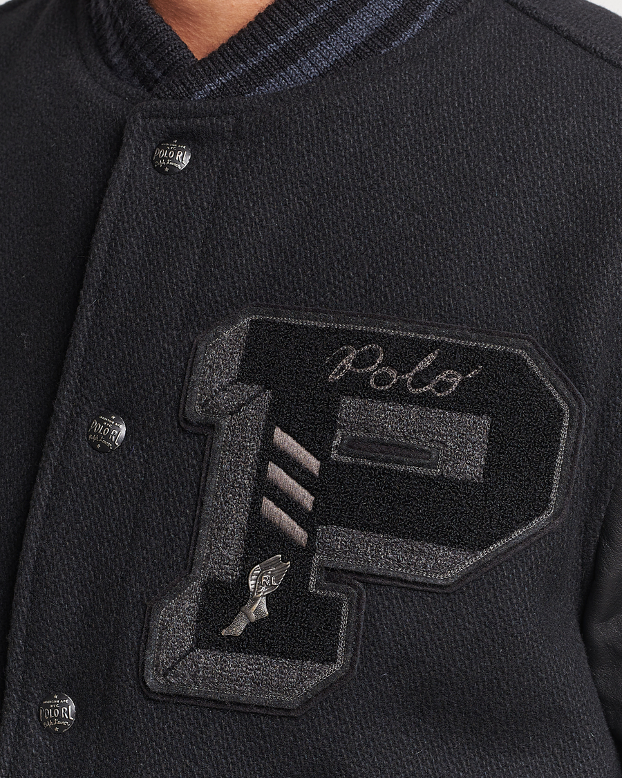 Polo Ralph Lauren Varsity Lined Bomber Jacket Black at CareOfCarl.com