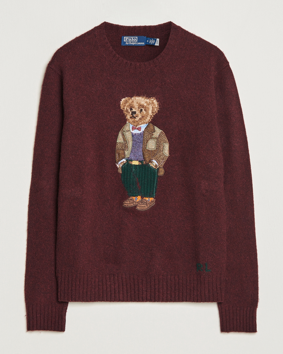 Men | Sweaters & Knitwear | Polo Ralph Lauren | Wool/Cashmere Knitted Bear Sweater Aged Wine Heather