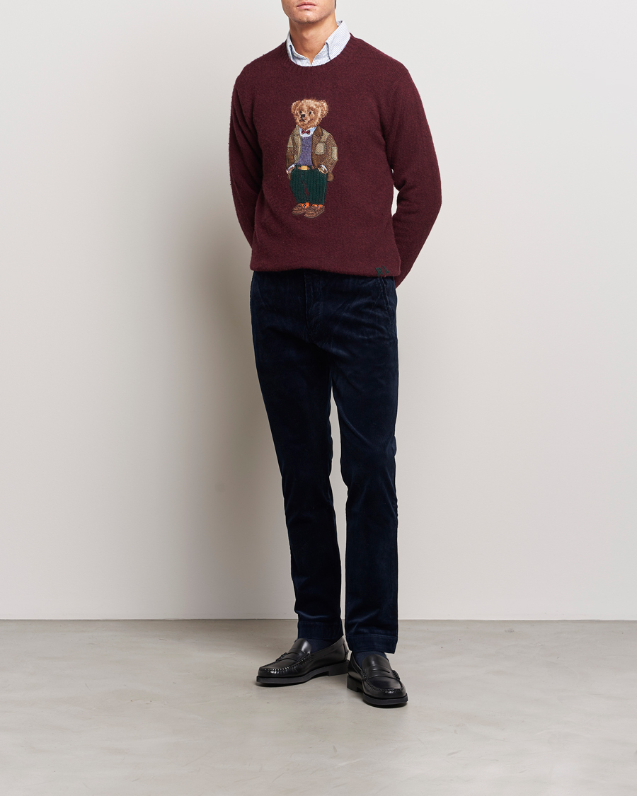 Men | Sweaters & Knitwear | Polo Ralph Lauren | Wool/Cashmere Knitted Bear Sweater Aged Wine Heather