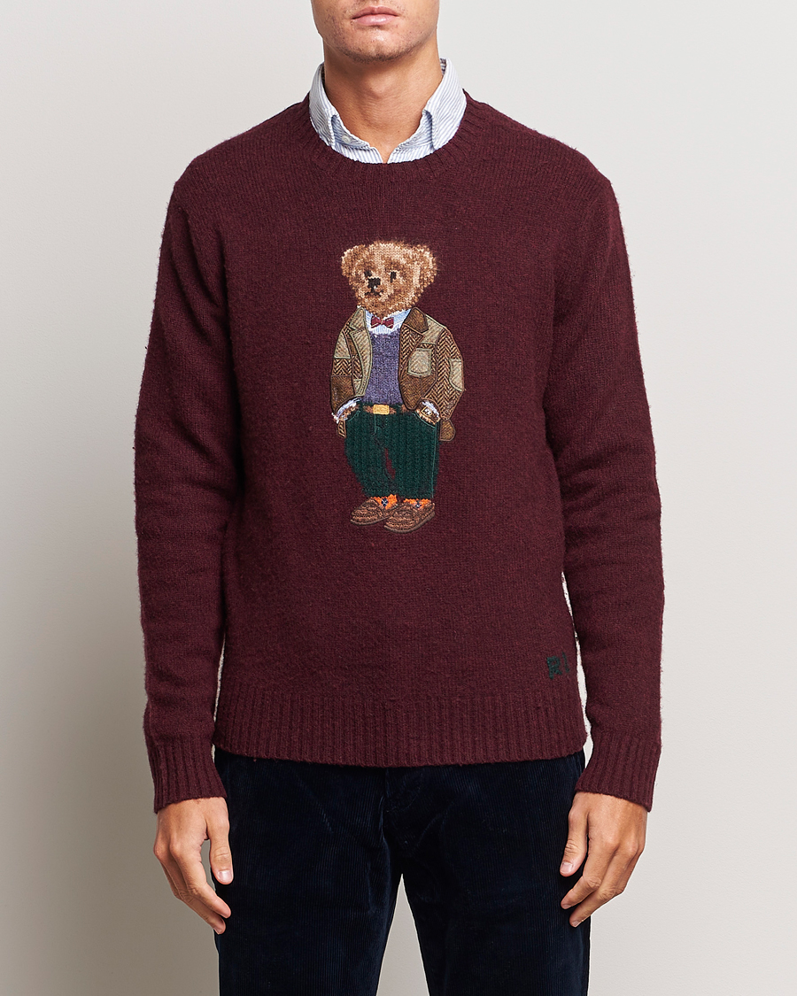 Men | Knitted Jumpers | Polo Ralph Lauren | Wool/Cashmere Knitted Bear Sweater Aged Wine Heather