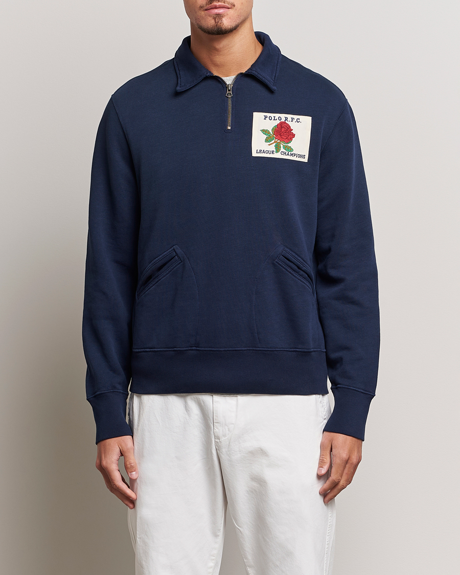 Polo Ralph Lauren Logo Cotton Half Zip Cruise Navy at CareOfCarl.com