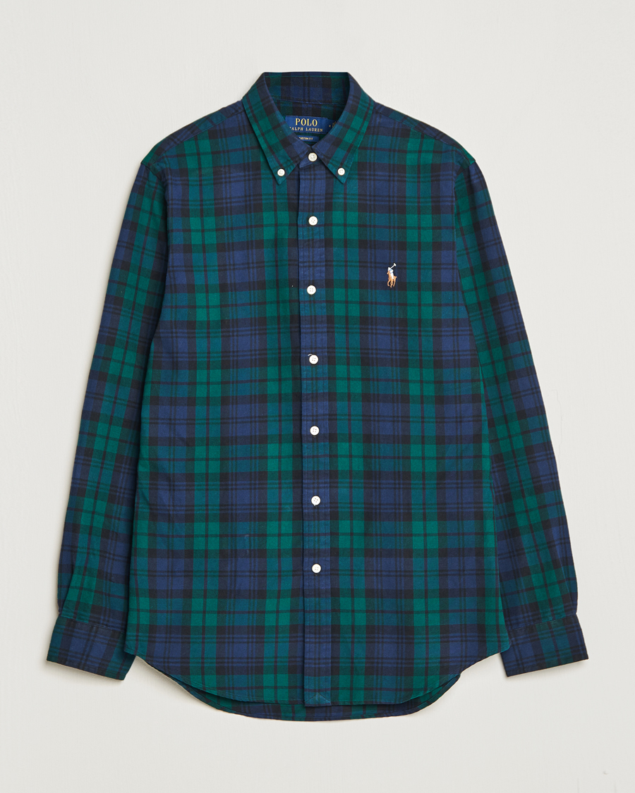 Men | Shirts | Polo Ralph Lauren | Custom Fit Checked Shirt Navy/Green