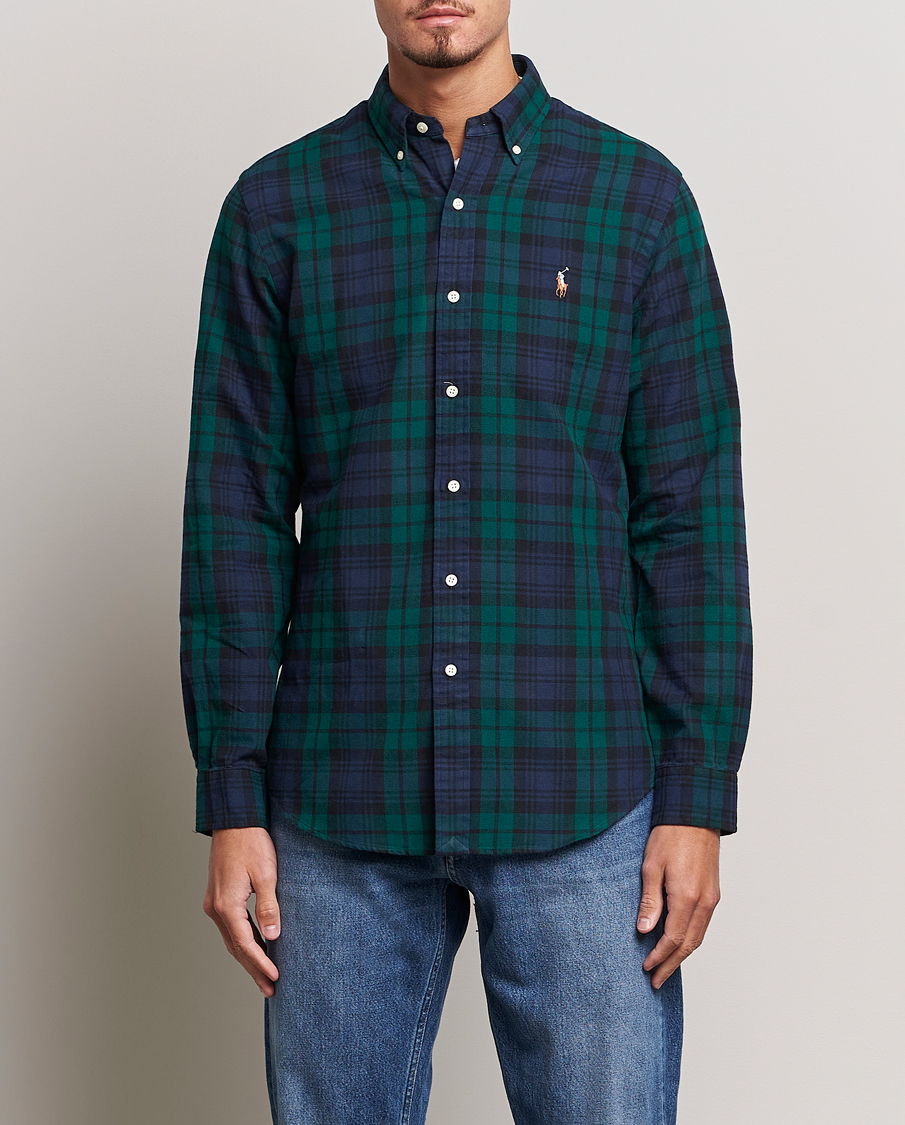 Men | Shirts | Polo Ralph Lauren | Custom Fit Checked Shirt Navy/Green