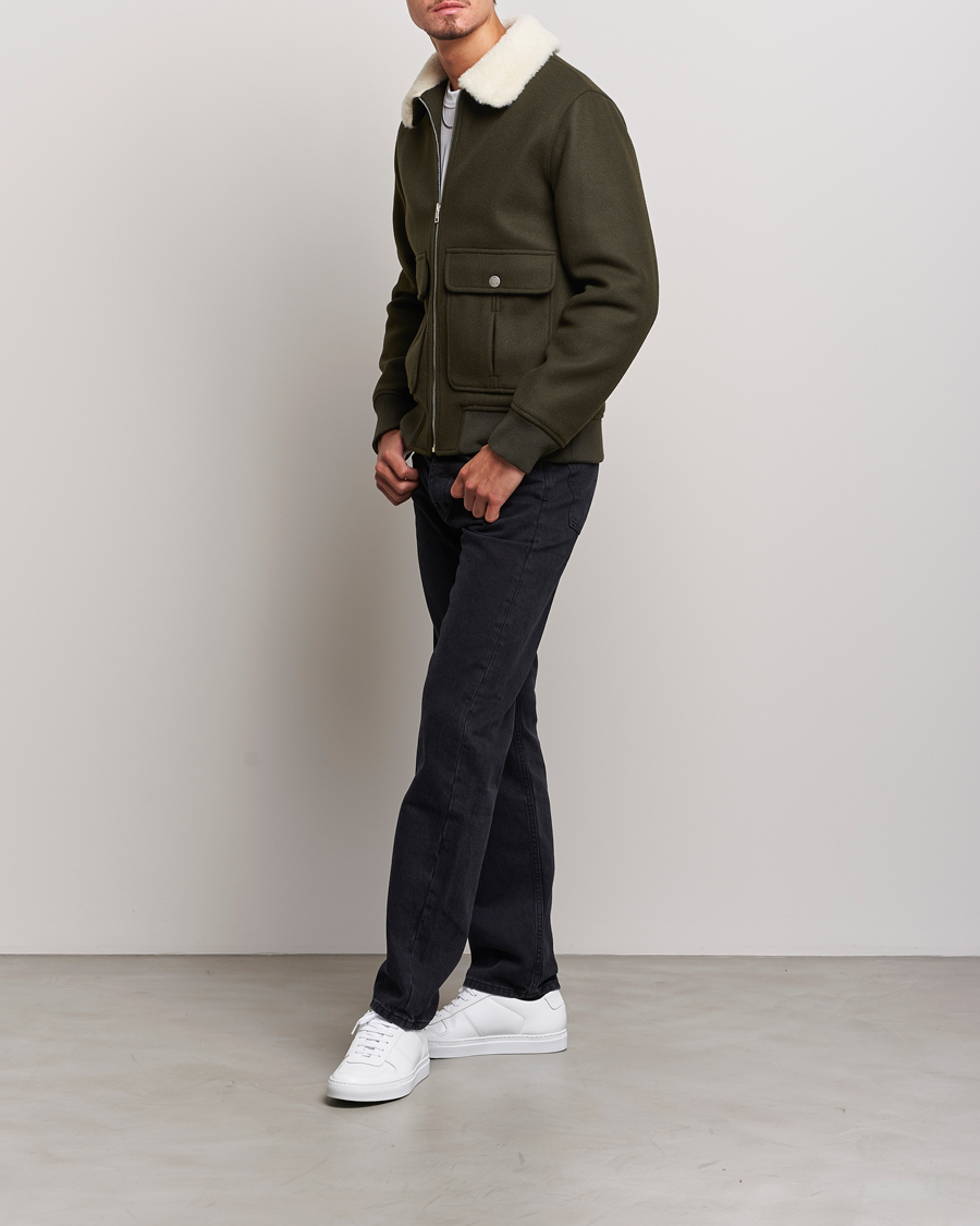 Men | Coats & Jackets | A.P.C. | Ben Shearling Bomber Jacket Dark Green