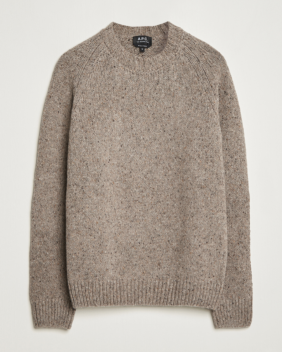 Men | Sweaters & Knitwear | A.P.C. | Harris Wool Knitted Crew Neck Sweater Taupe