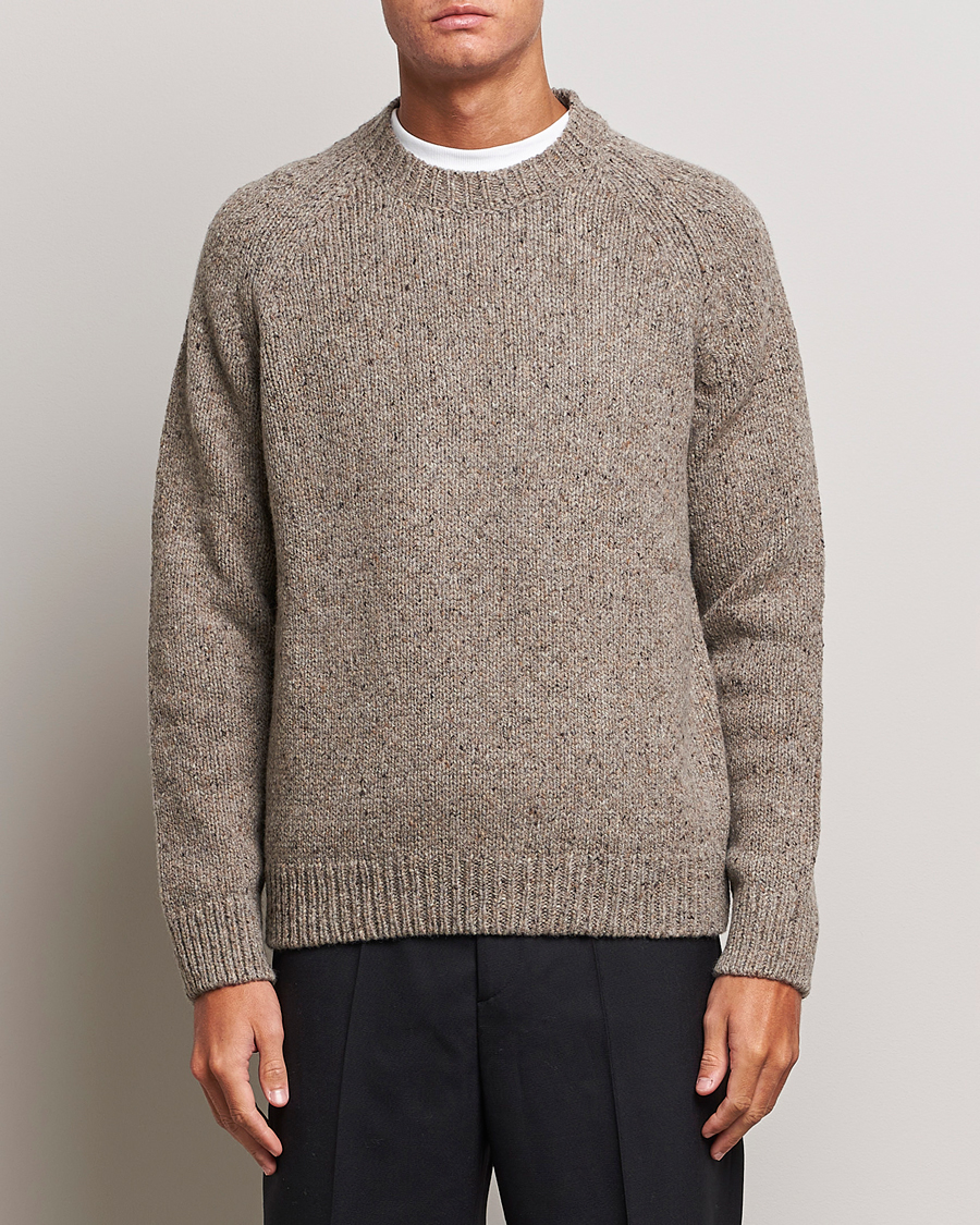 Men | Knitted Jumpers | A.P.C. | Harris Wool Knitted Crew Neck Sweater Taupe