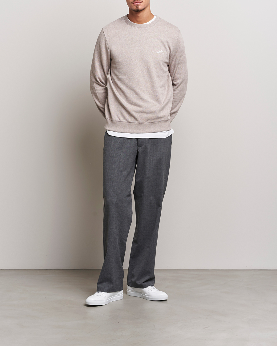 Men | Sweaters & Knitwear | A.P.C. | Item Crew Neck Sweatshirt Beige Chine