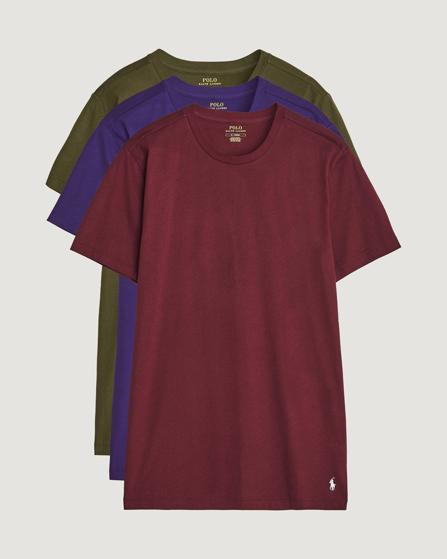 Men | T-Shirts | Polo Ralph Lauren | 3-Pack Crew Neck T-Shirt Wine/Green/Purple