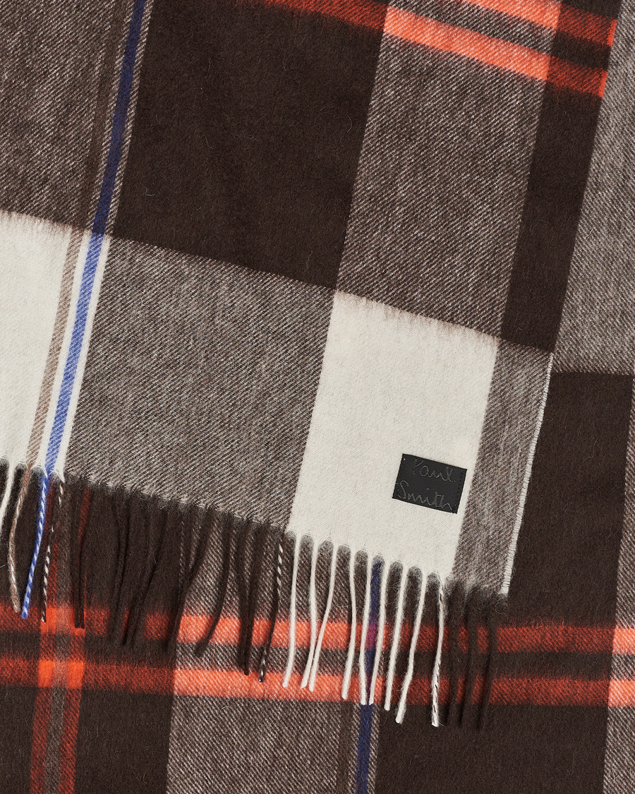 Men | Paul Smith Lambswool Checked Scarf Brown Multi | Paul Smith | Lambswool Checked Scarf Brown Multi