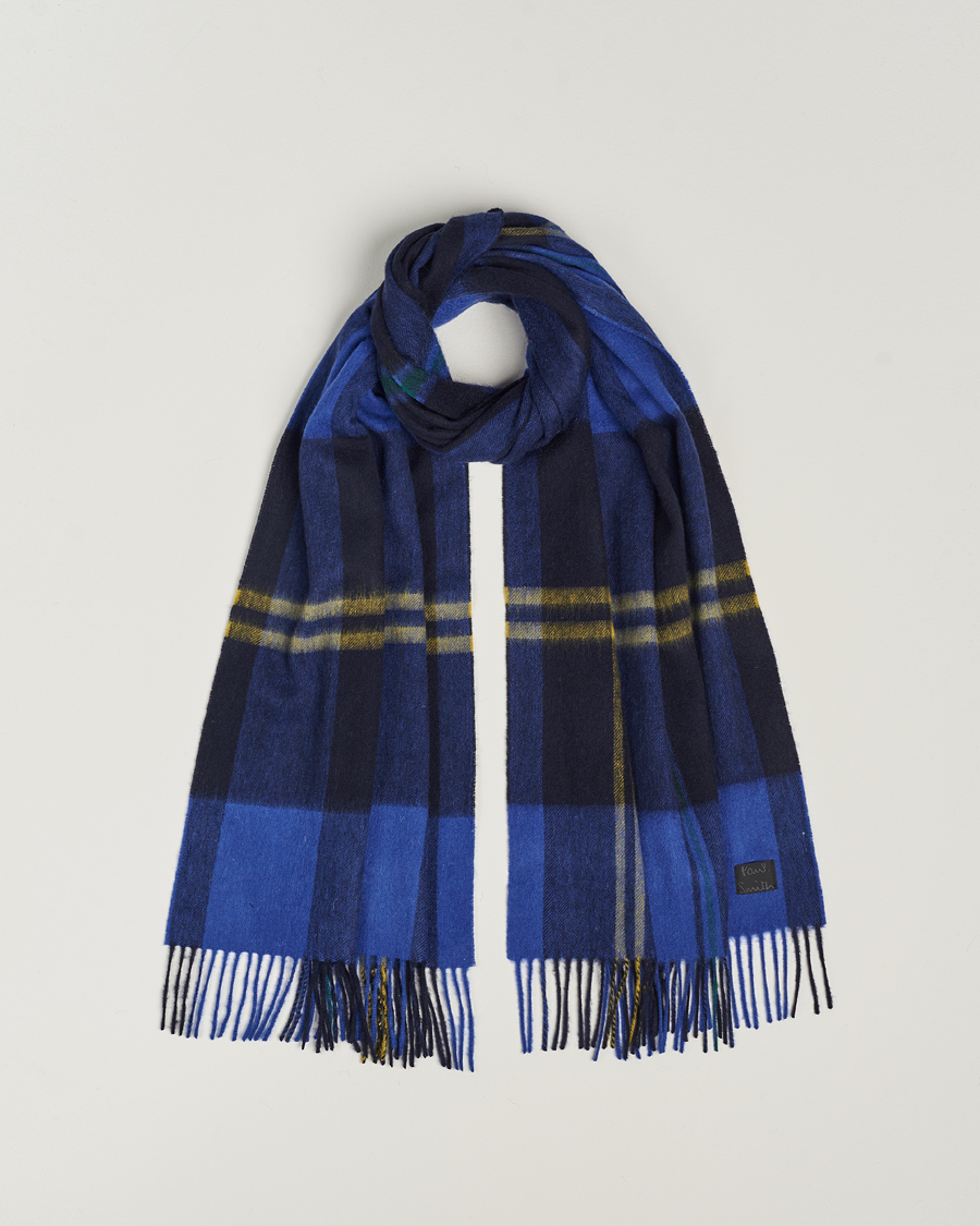 Men | Paul Smith Lambswool Checked Scarf Blue Multi | Paul Smith | Lambswool Checked Scarf Blue Multi