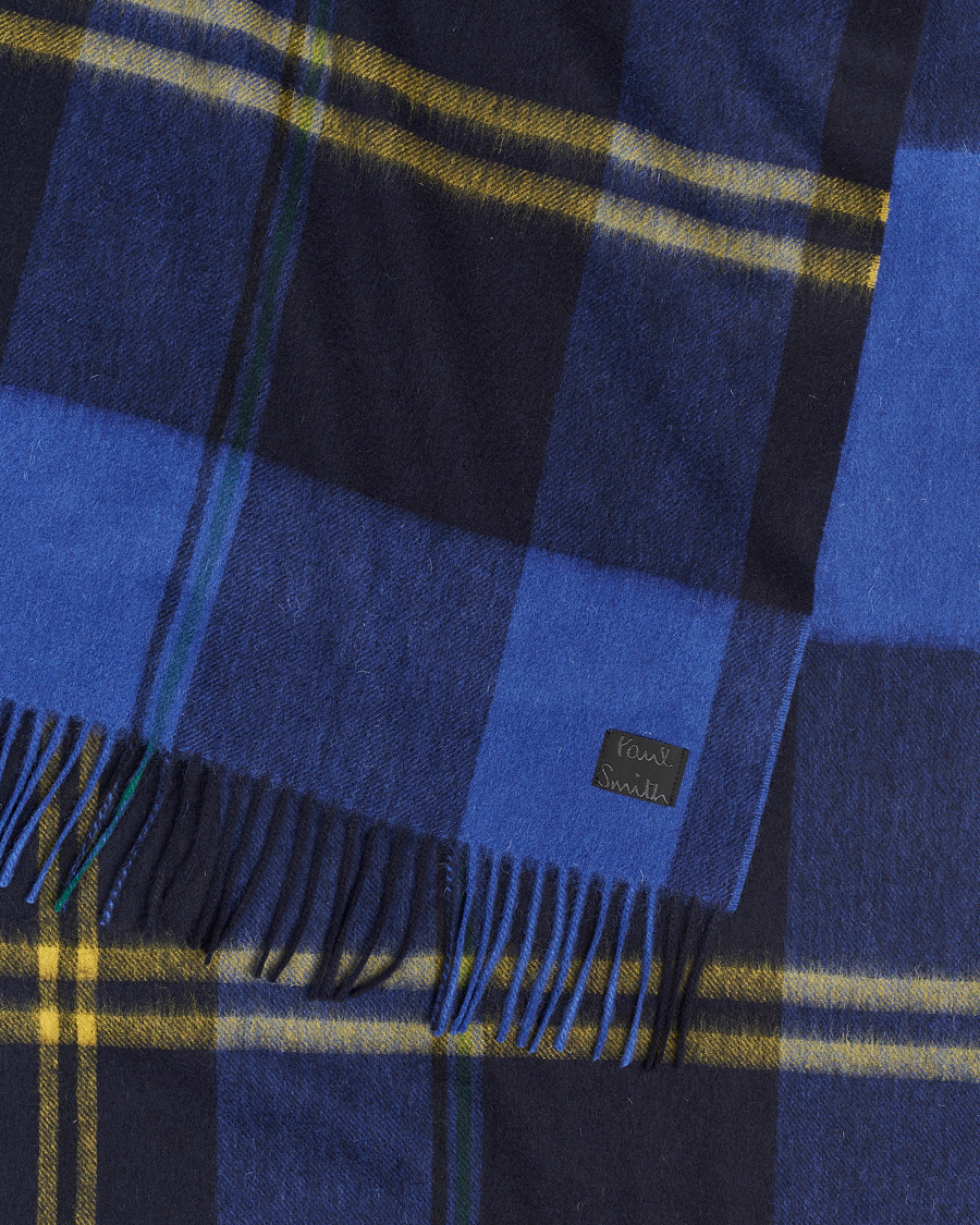 Men | Paul Smith Lambswool Checked Scarf Blue Multi | Paul Smith | Lambswool Checked Scarf Blue Multi