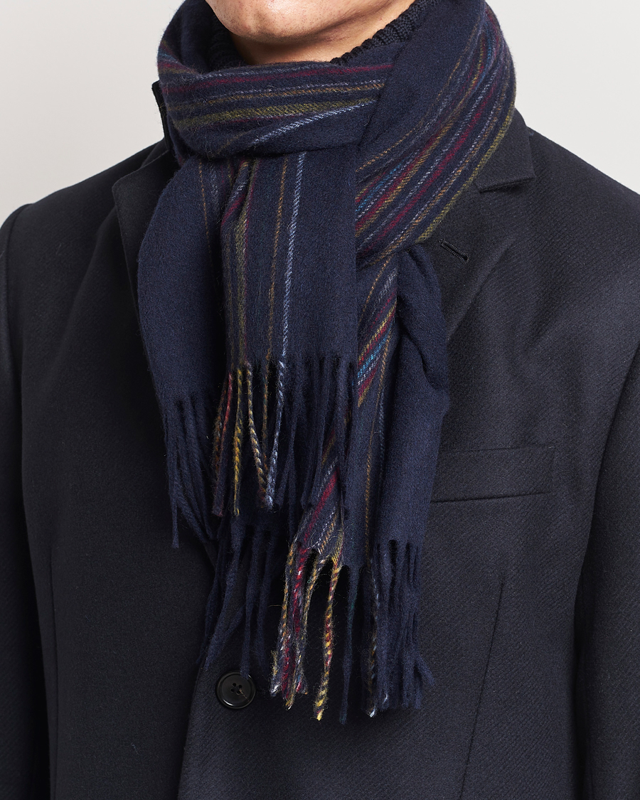 Men | Paul Smith Lambswool/Cashmere Signature Scarf Navy | Paul Smith | Lambswool/Cashmere Signature Scarf Navy