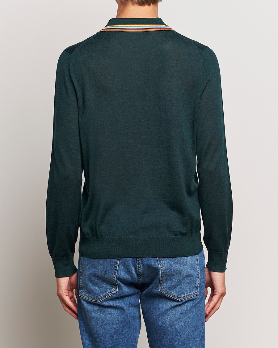 Men | Sweaters & Knitwear | Paul Smith | Wool/Silk Knitted Polo Dark Green