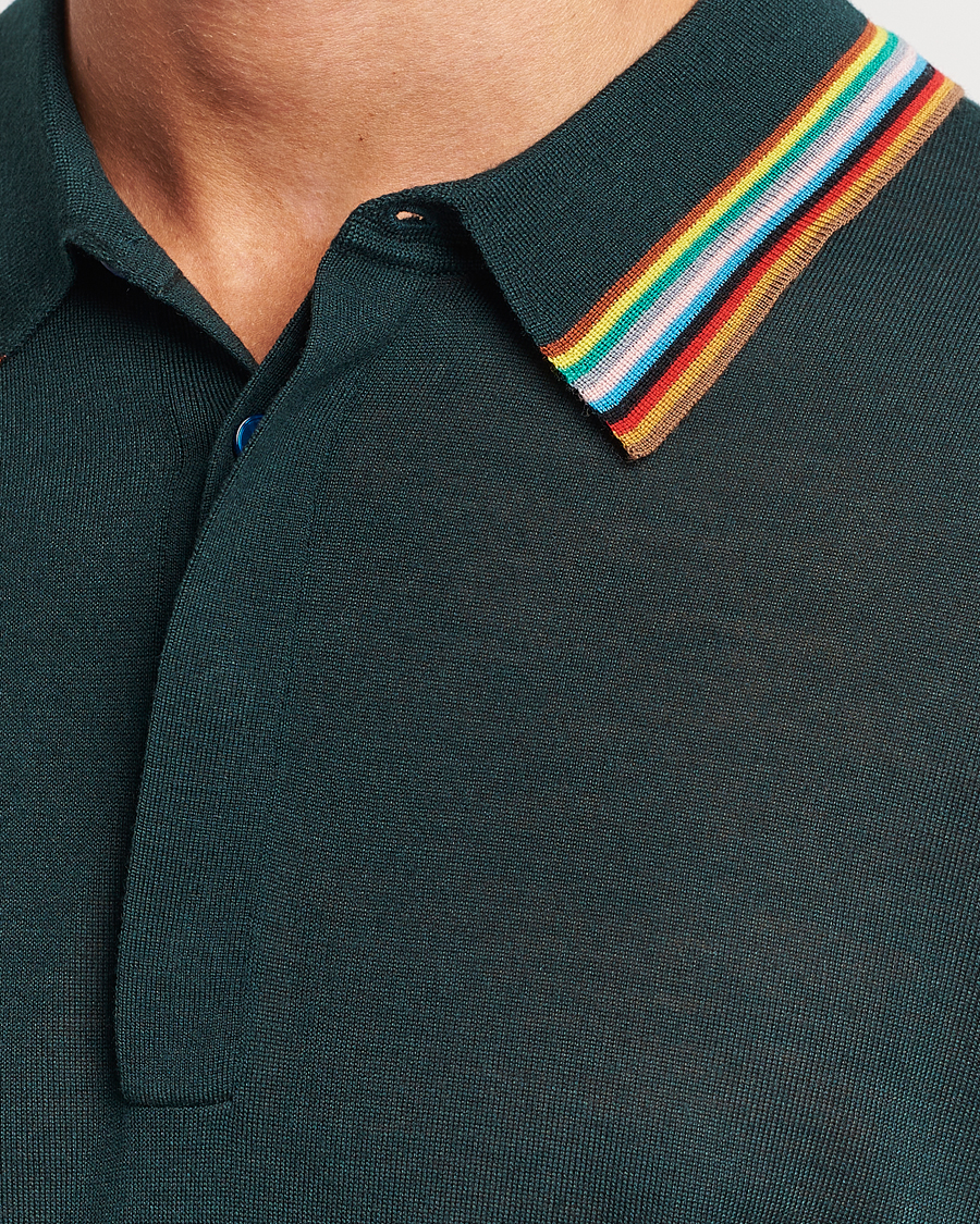 Men | Sweaters & Knitwear | Paul Smith | Wool/Silk Knitted Polo Dark Green