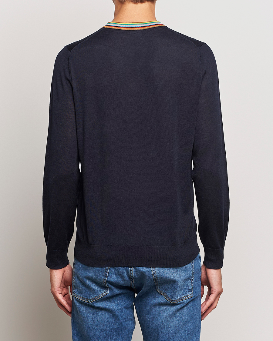 Paul Smith Wool/Silk Knitted Crew Neck Navy at CareOfCarl.com