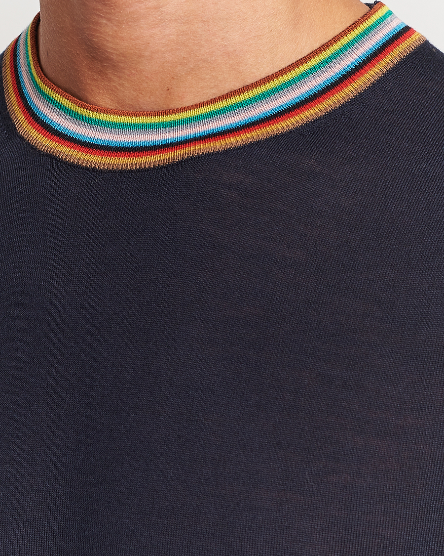 Paul Smith Wool×Cotton×Acrylic Knit Women's Green Textured Stripe Knitted Sweater