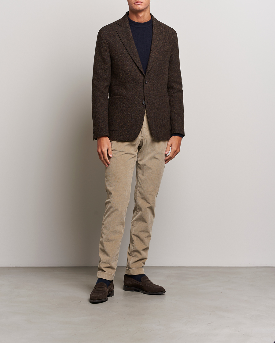 Men | Trousers | Briglia 1949 | Slim Fit Corduroy Trousers Beige