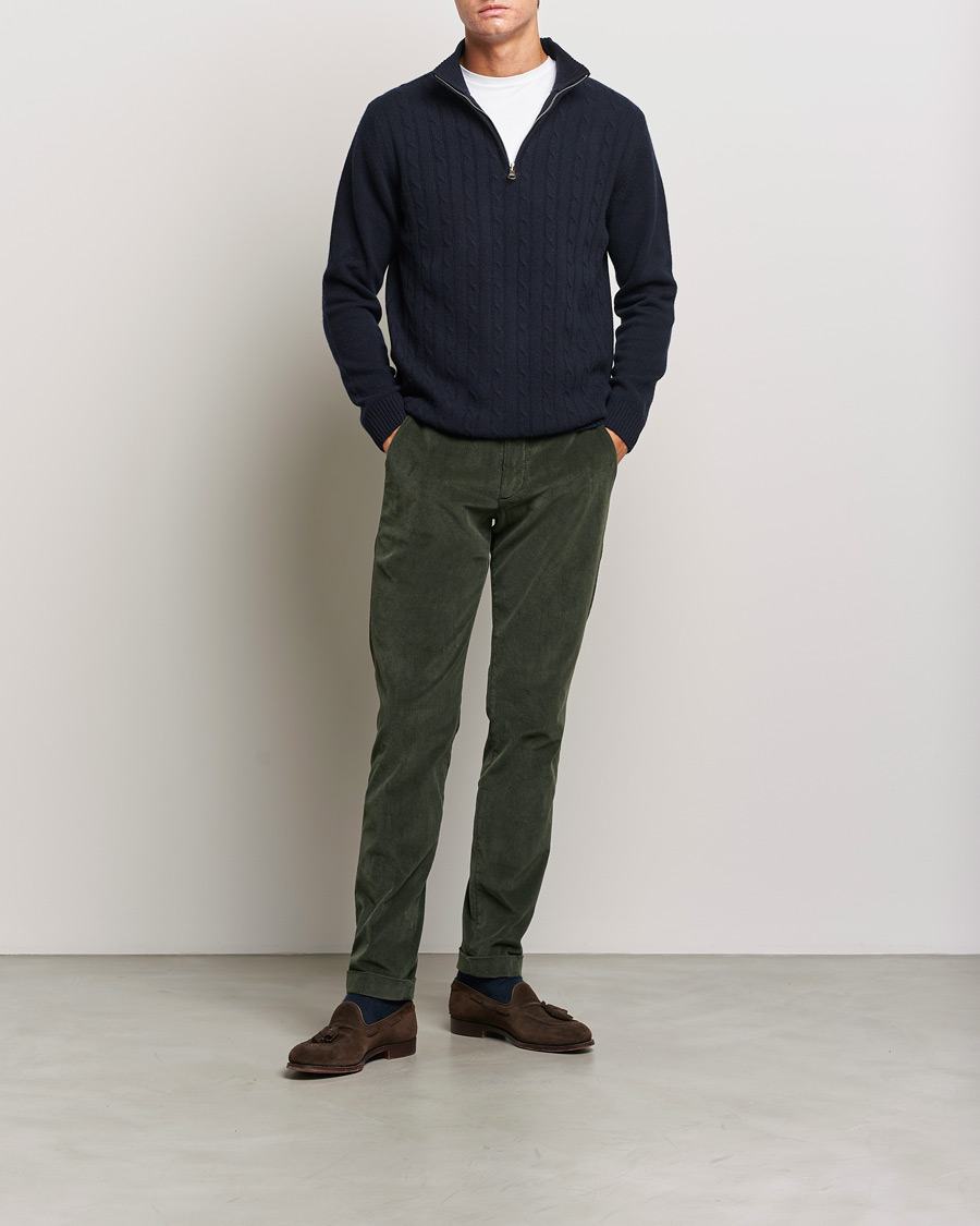 Men | Trousers | Briglia 1949 | Slim Fit Corduroy Trousers Dark Green
