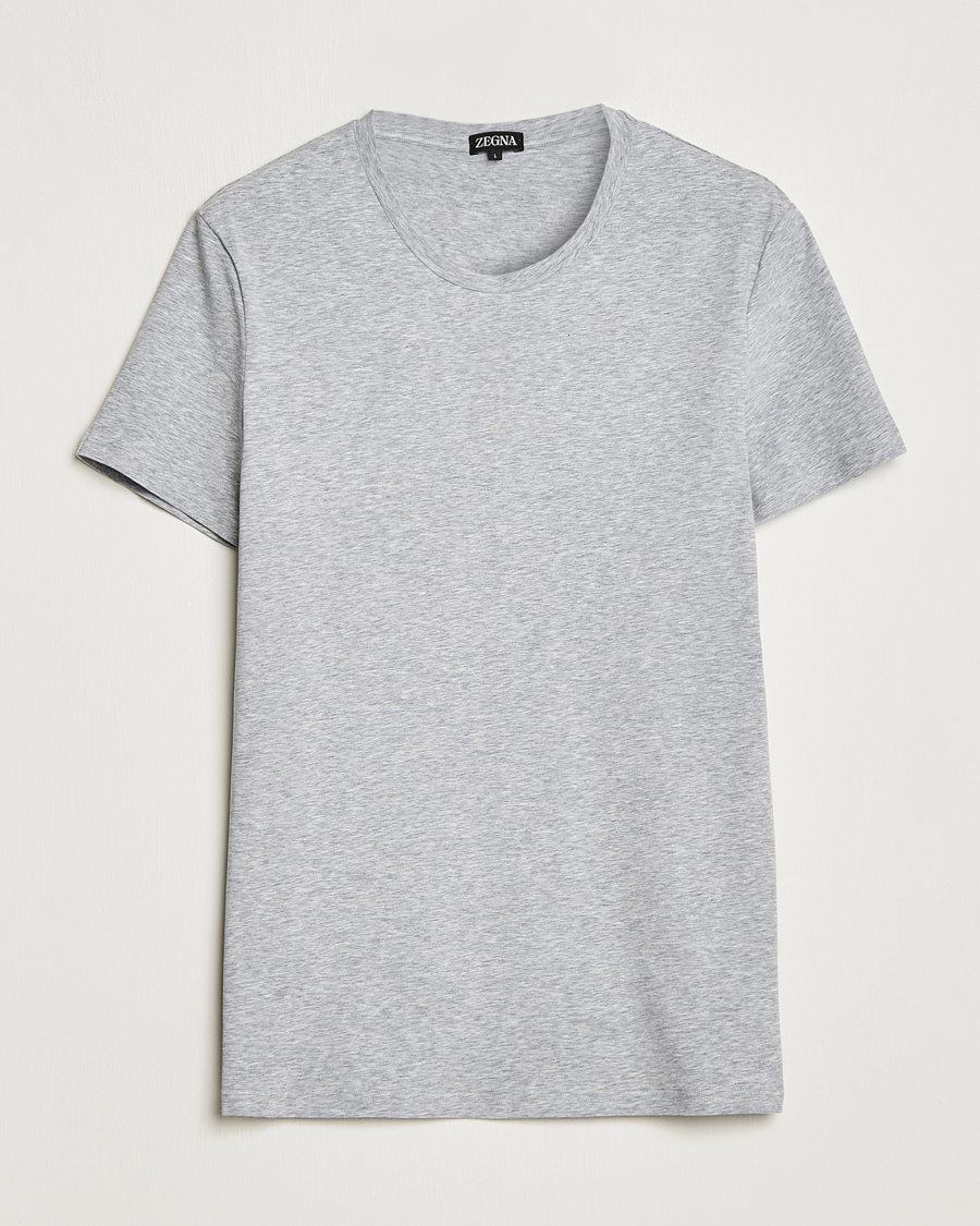 Men | Zegna | Zegna | Stretch Cotton Round Neck T-Shirt Grey Melange