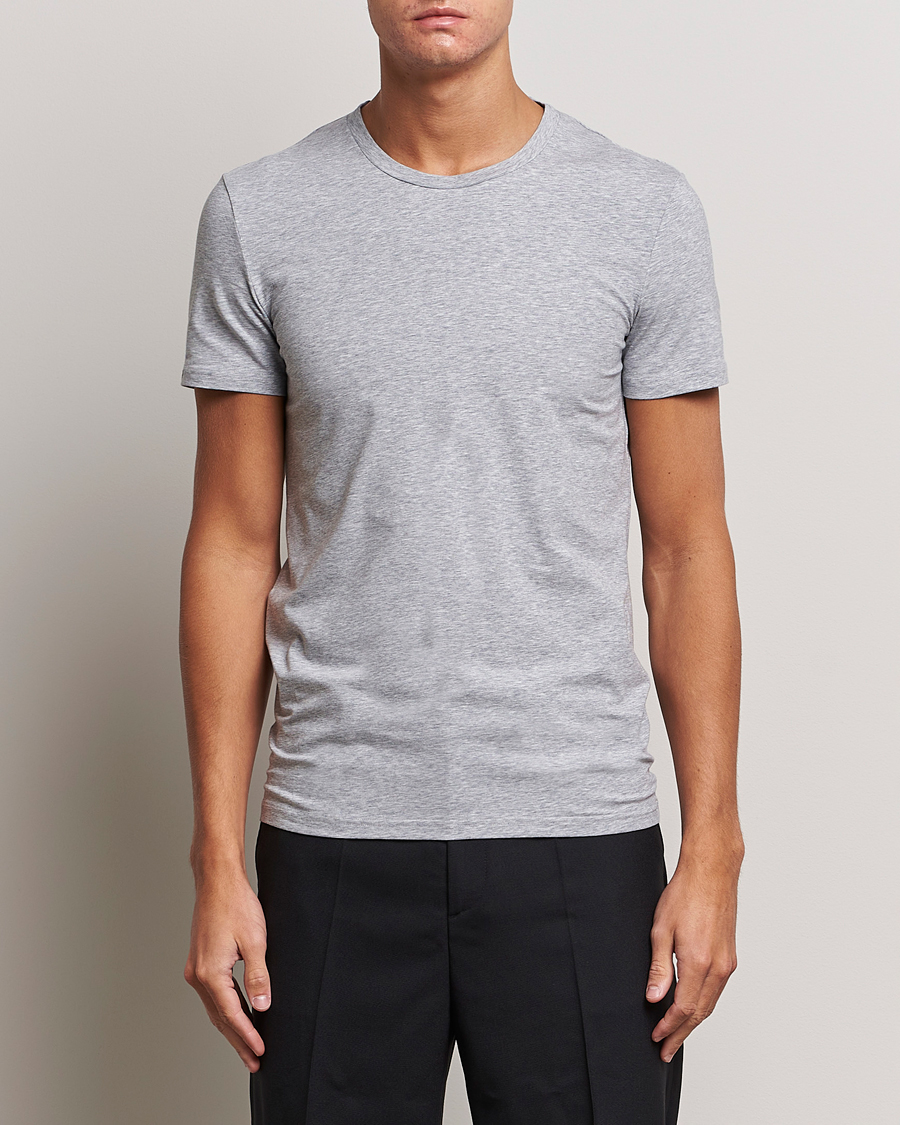 Men |  | Zegna | Stretch Cotton Round Neck T-Shirt Grey Melange