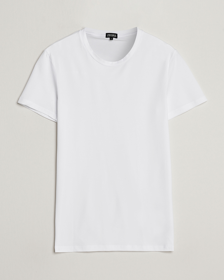 Men | White t-shirts | Zegna | Stretch Cotton Round Neck T-Shirt White