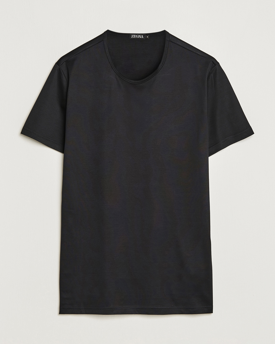 Men |  | Zegna | Filoscozia Pure Cotton Round Neck T-Shirt Black