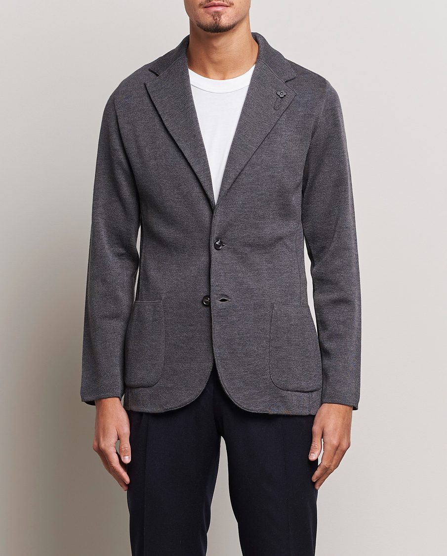Men | Knitted Blazers | Lardini | Knitted Wool Blazer Grey