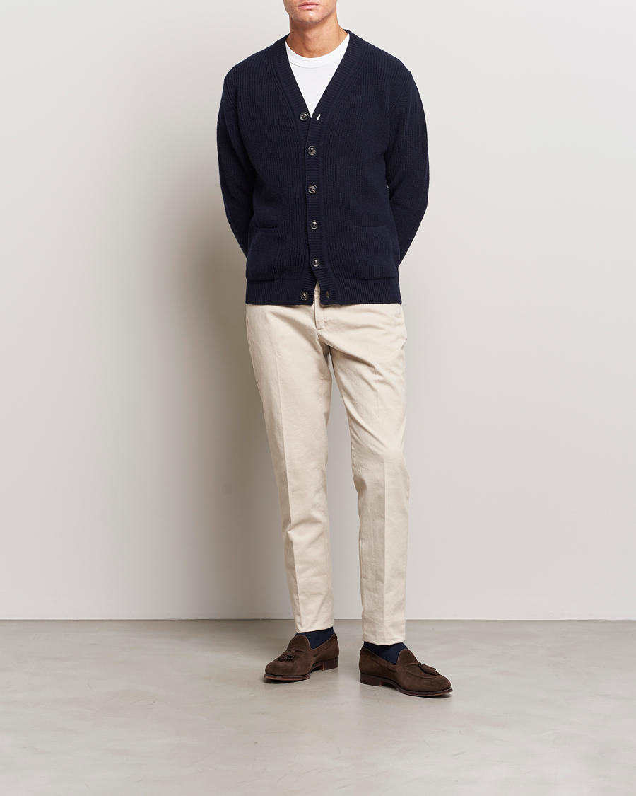 Men | Sweaters & Knitwear | Lardini | Wool/Cashmere Knitted Cardigan Navy