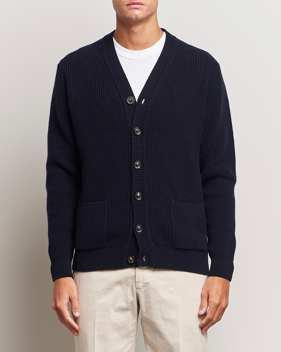 Men |  | Lardini | Wool/Cashmere Knitted Cardigan Navy