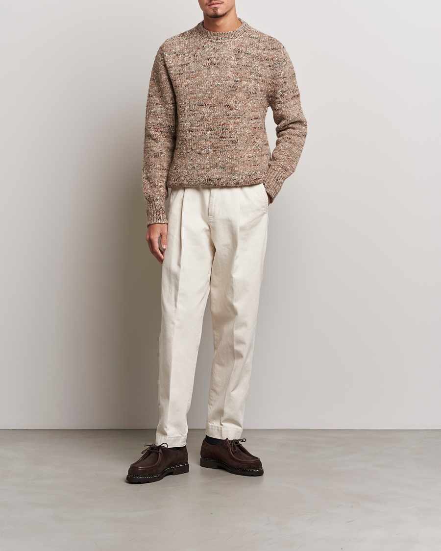 Men | Sweaters & Knitwear | Lardini | Wool/Alpaca/Silk Boucle Roundneck Beige