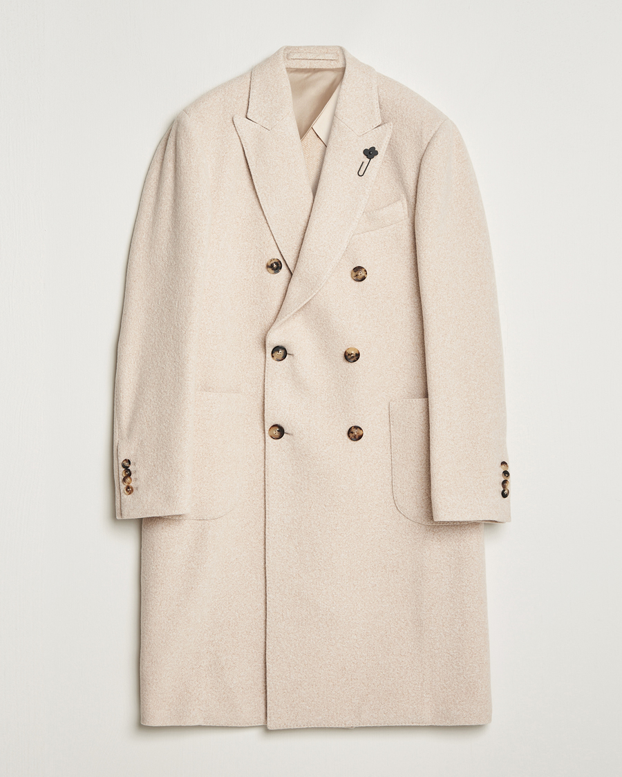 Men | Coats & Jackets | Lardini | Wool/Silk/Cashmere Double Breasted Coat Beige
