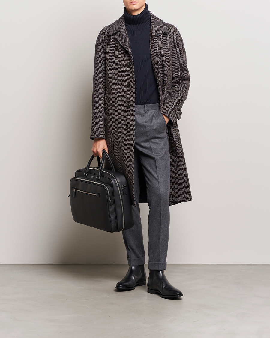 Men | Coats & Jackets | Lardini | Wool/Cashmere Herringbone Raglan Coat Navy/Brown