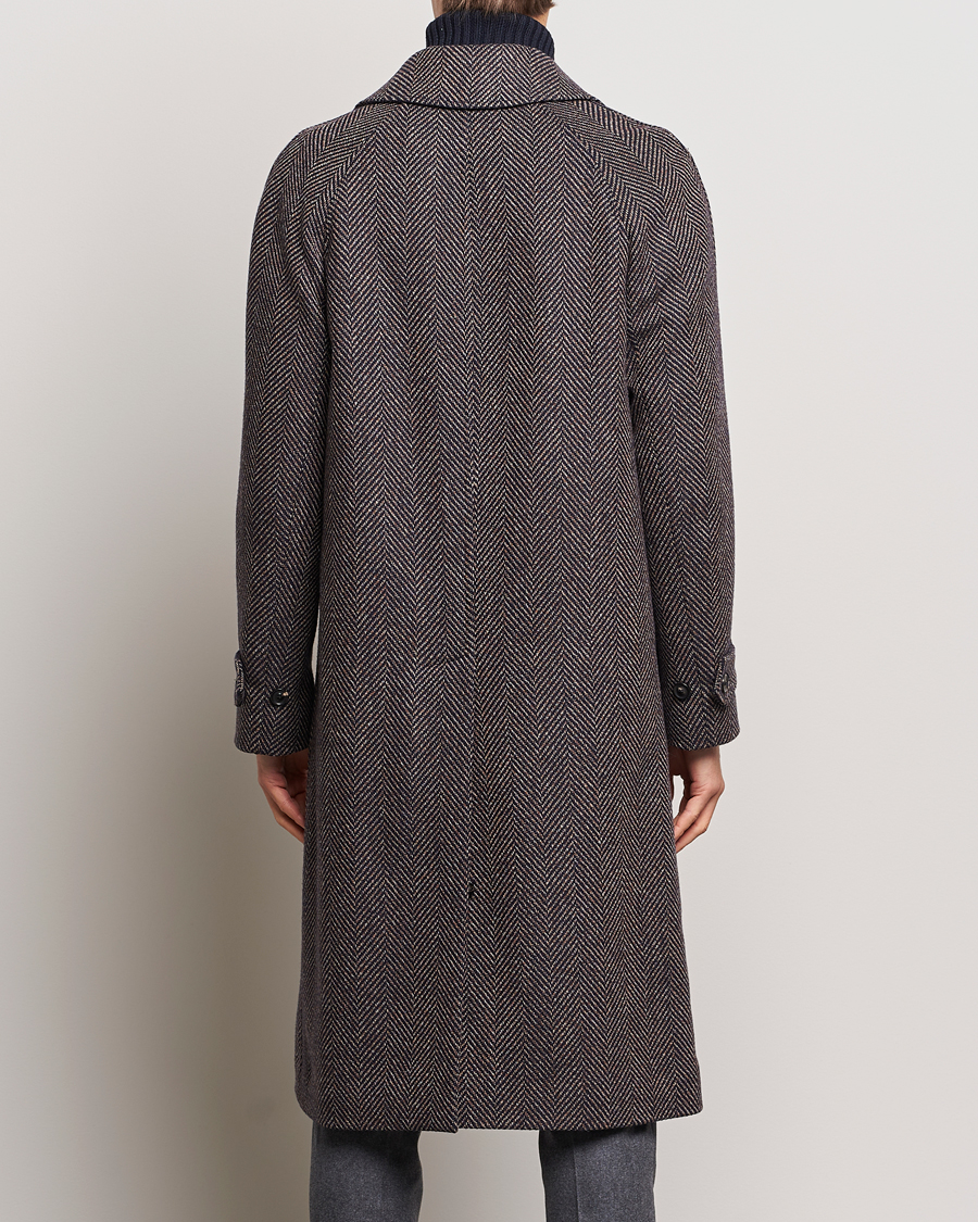 Men | Coats & Jackets | Lardini | Wool/Cashmere Herringbone Raglan Coat Navy/Brown