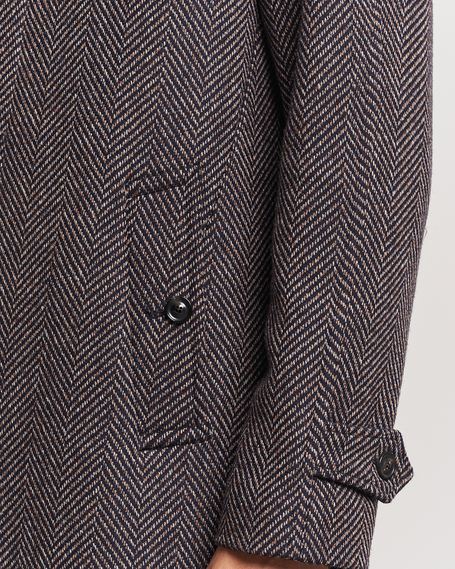 Men | Coats & Jackets | Lardini | Wool/Cashmere Herringbone Raglan Coat Navy/Brown