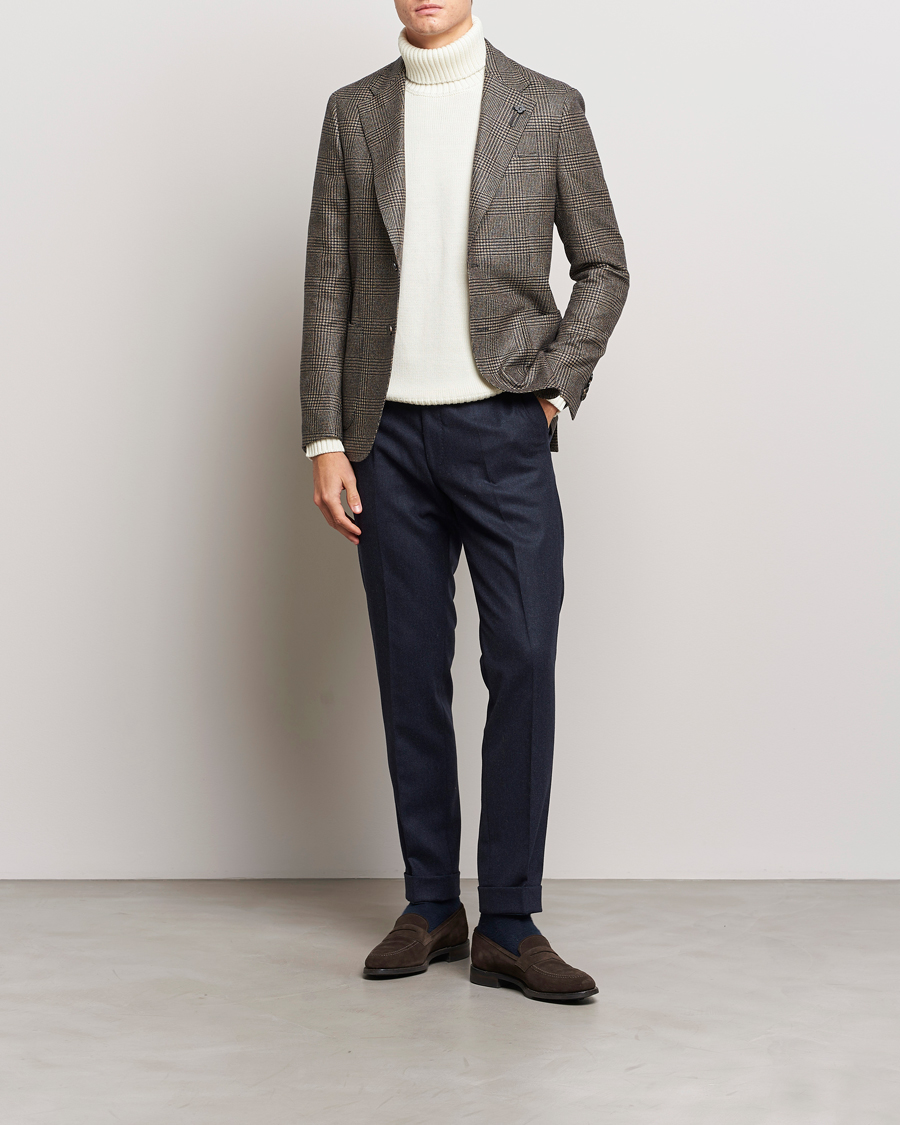 Men | Blazers | Lardini | Checked Wool Blazer Brown/Navy