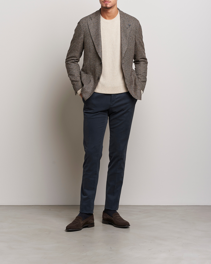 Men | Blazers | Lardini | Wool/Silk/Cashmere Houndstooth Blazer Beige/Green