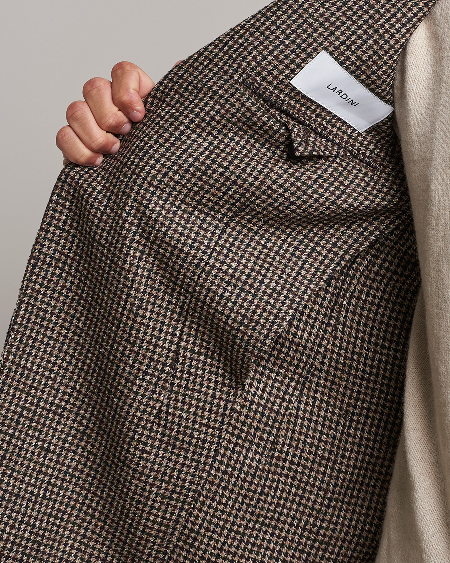 Men | Blazers | Lardini | Wool/Silk/Cashmere Houndstooth Blazer Beige/Green