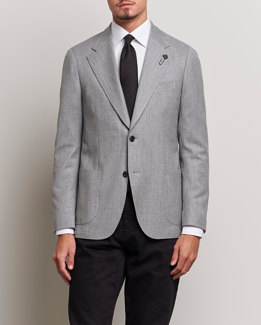 Men | Lardini | Lardini | Wool/Cashmerer Flanell Blazer Light Grey