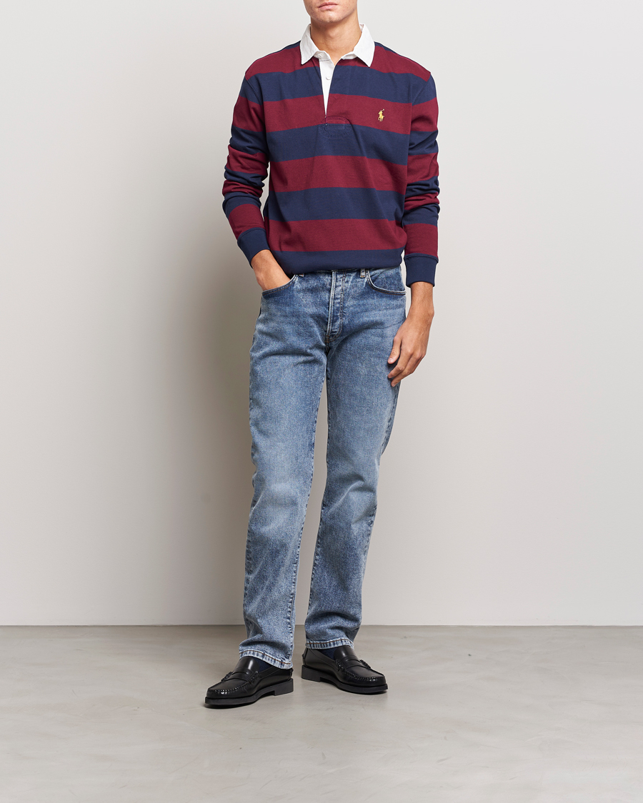 Men | Sweaters & Knitwear | Polo Ralph Lauren | Jersey Striped Rugger Navy/Wine