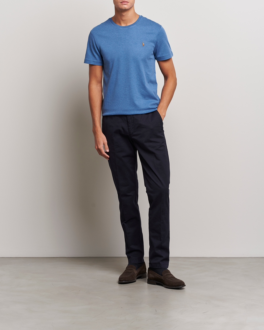 Men | T-Shirts | Polo Ralph Lauren | Luxury Pima Cotton Crew Neck T-Shirt Fog Blue Heather