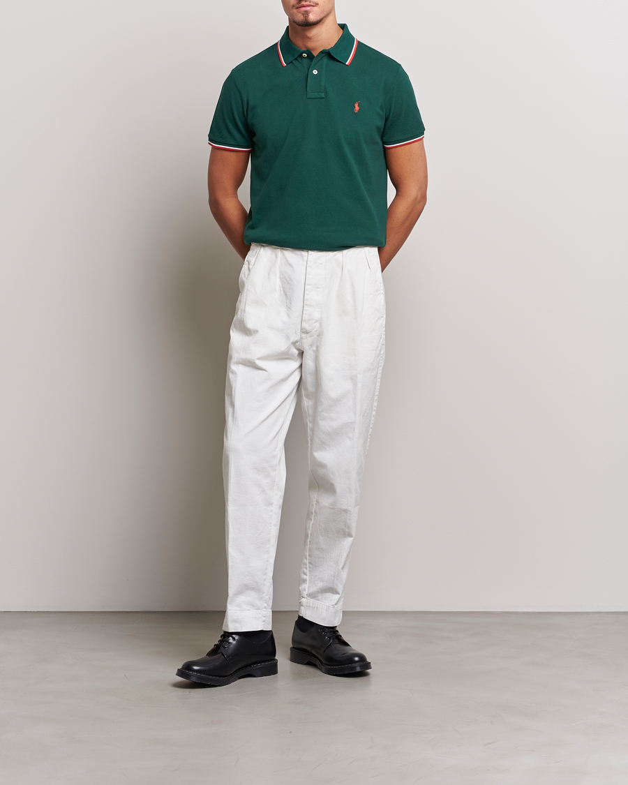 Men | Polo Shirts | Polo Ralph Lauren | Custom Slim Fit Piped Polo Hunt Club Green