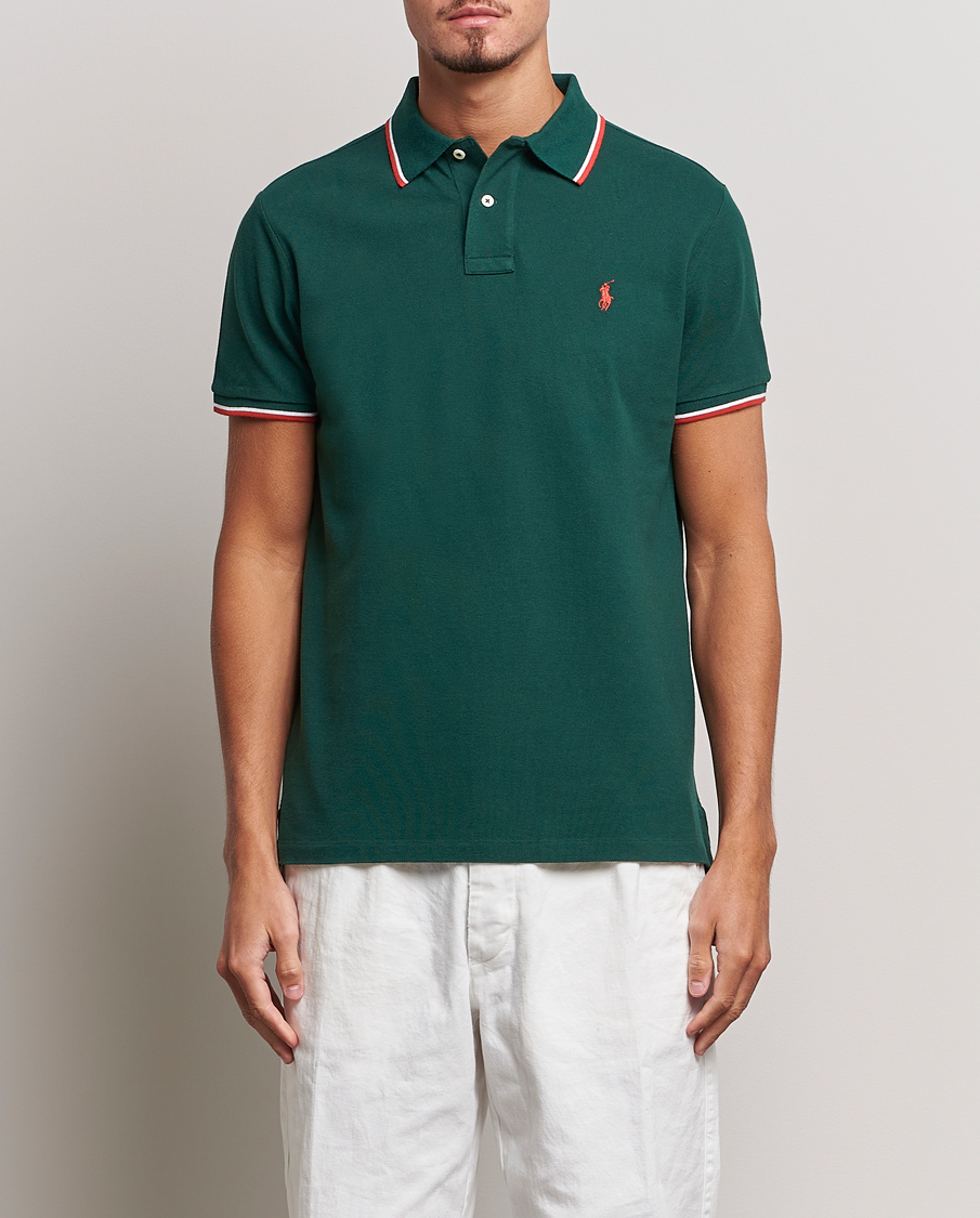 Men | Polo Shirts | Polo Ralph Lauren | Custom Slim Fit Piped Polo Hunt Club Green