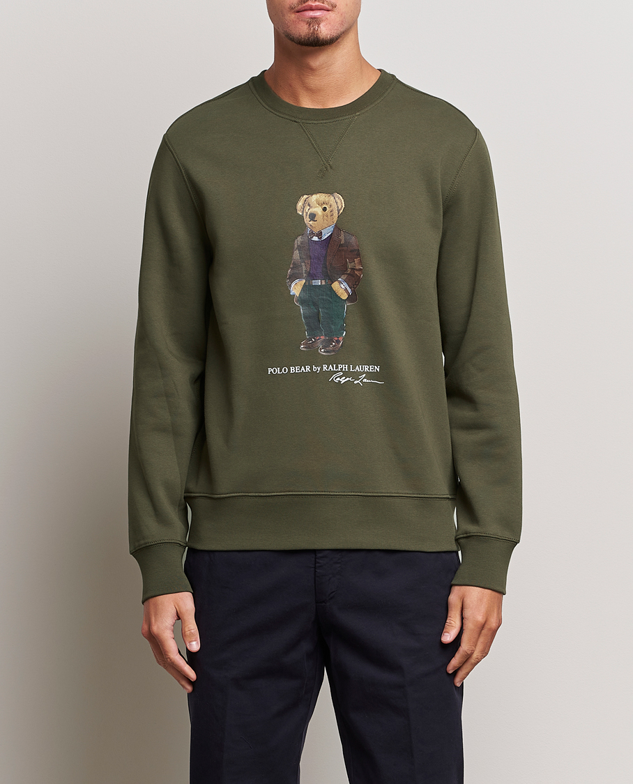 Men | Sweatshirts | Polo Ralph Lauren | Printed Denim Bear Sweatshirt Expedition Olive