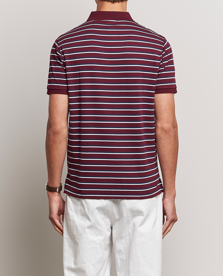 Men | Polo Shirts | Polo Ralph Lauren | Luxury Pima Cotton Striped Polo Harvard Wine/White