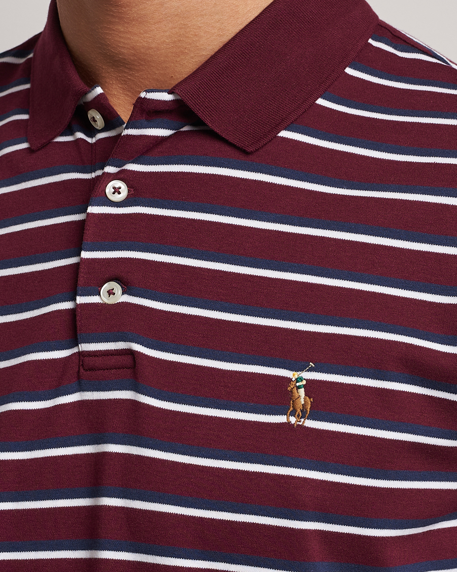 Men | Polo Shirts | Polo Ralph Lauren | Luxury Pima Cotton Striped Polo Harvard Wine/White