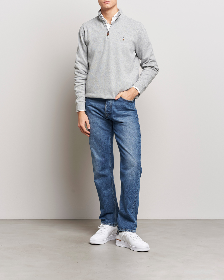 Men | Sweaters & Knitwear | Polo Ralph Lauren | Double Knit Jaquard Half Zip Sweater Andover Heather