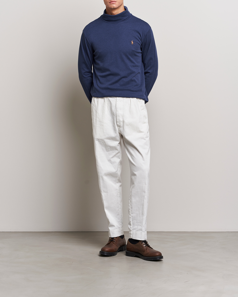 Men | Sweaters & Knitwear | Polo Ralph Lauren | Luxury Pima Cotton Rollneck Spring Navy Heather