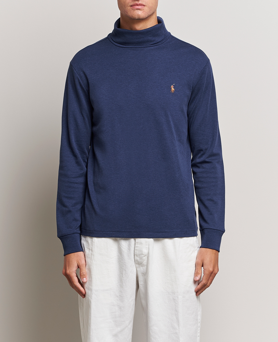 Men | Sweaters & Knitwear | Polo Ralph Lauren | Luxury Pima Cotton Rollneck Spring Navy Heather